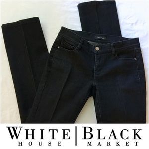 WHBM Sz 4 Black Noir Denim Jeans Boot Cut Pleated
